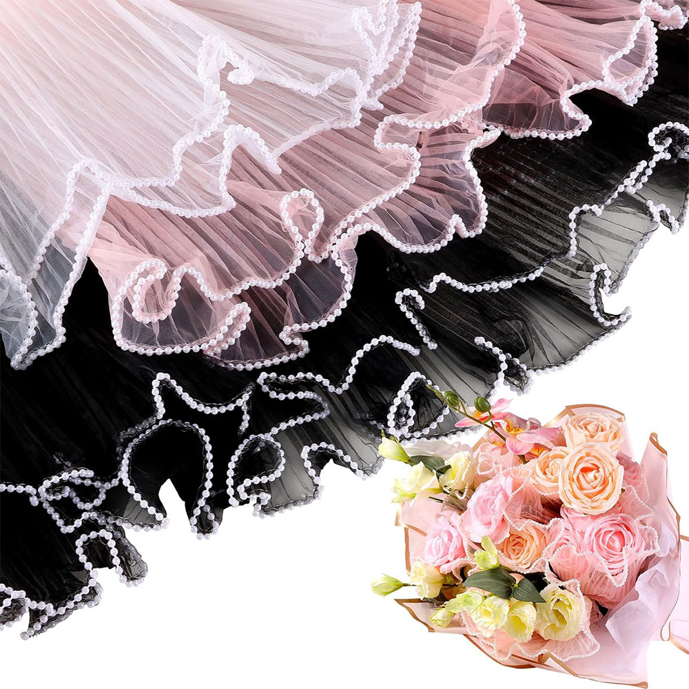 Florist Flower Supply - 28cmX3.8Yds papel para envolver flores perla